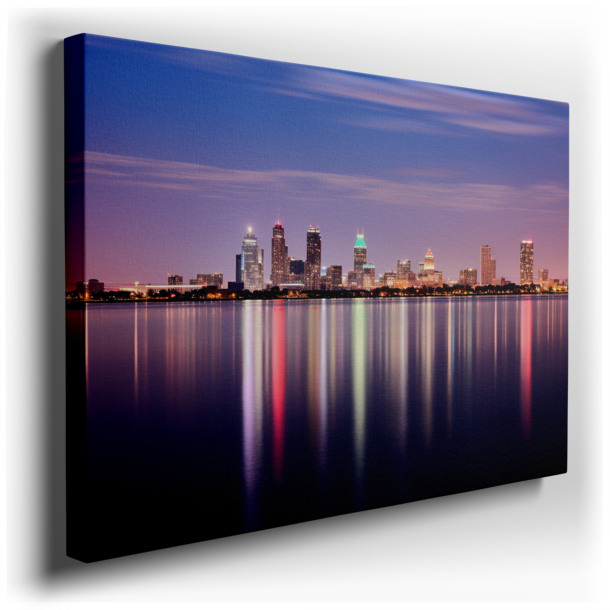 Cleveland Skyline at Dawn - Serene Transition with Renewal and Optimism Hues Large Wall Art, Canvas Wall Art, Wall Art