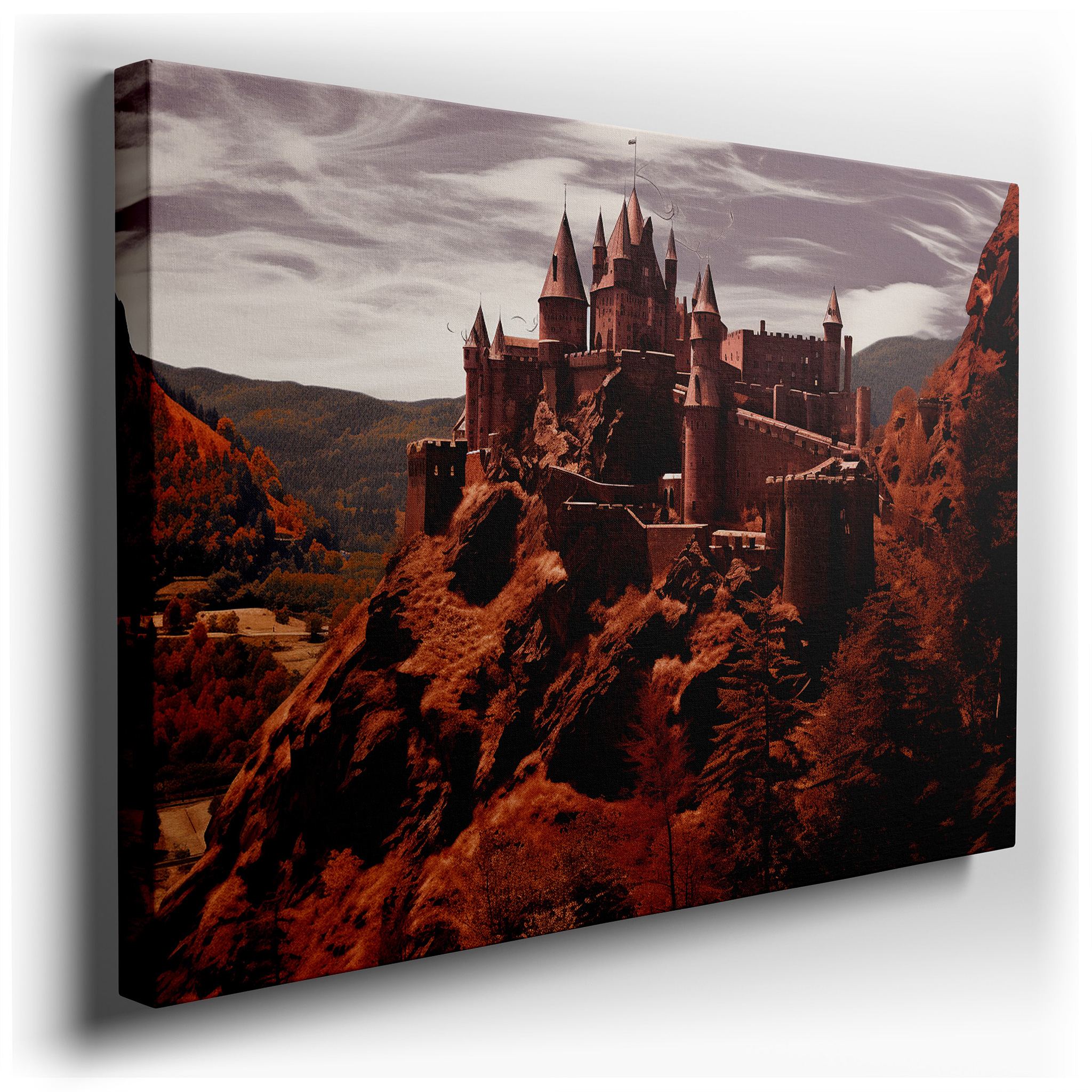 Cliff - Top Fortress - Celebrating Ancient Craftsmanship and the Splendor of Nature, Large Canvas Wall Art for Office
