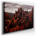 Cliff-Top Fortress - Dynamic Colors Canvas Wall Art