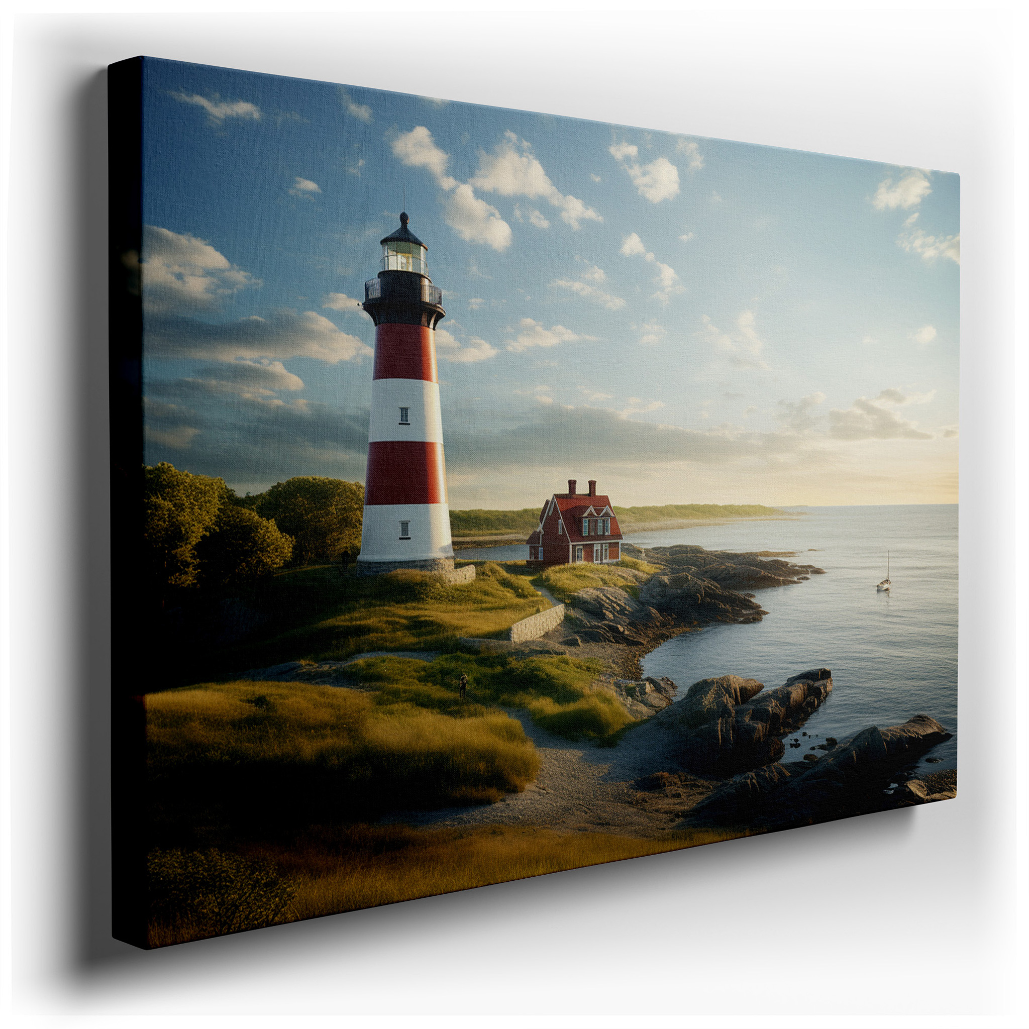 Coastal Calm and Lighthouse Direction - A Perfect Mix of Nature and Architecture: Large Wall Art, Canvas Wall Art, Wall