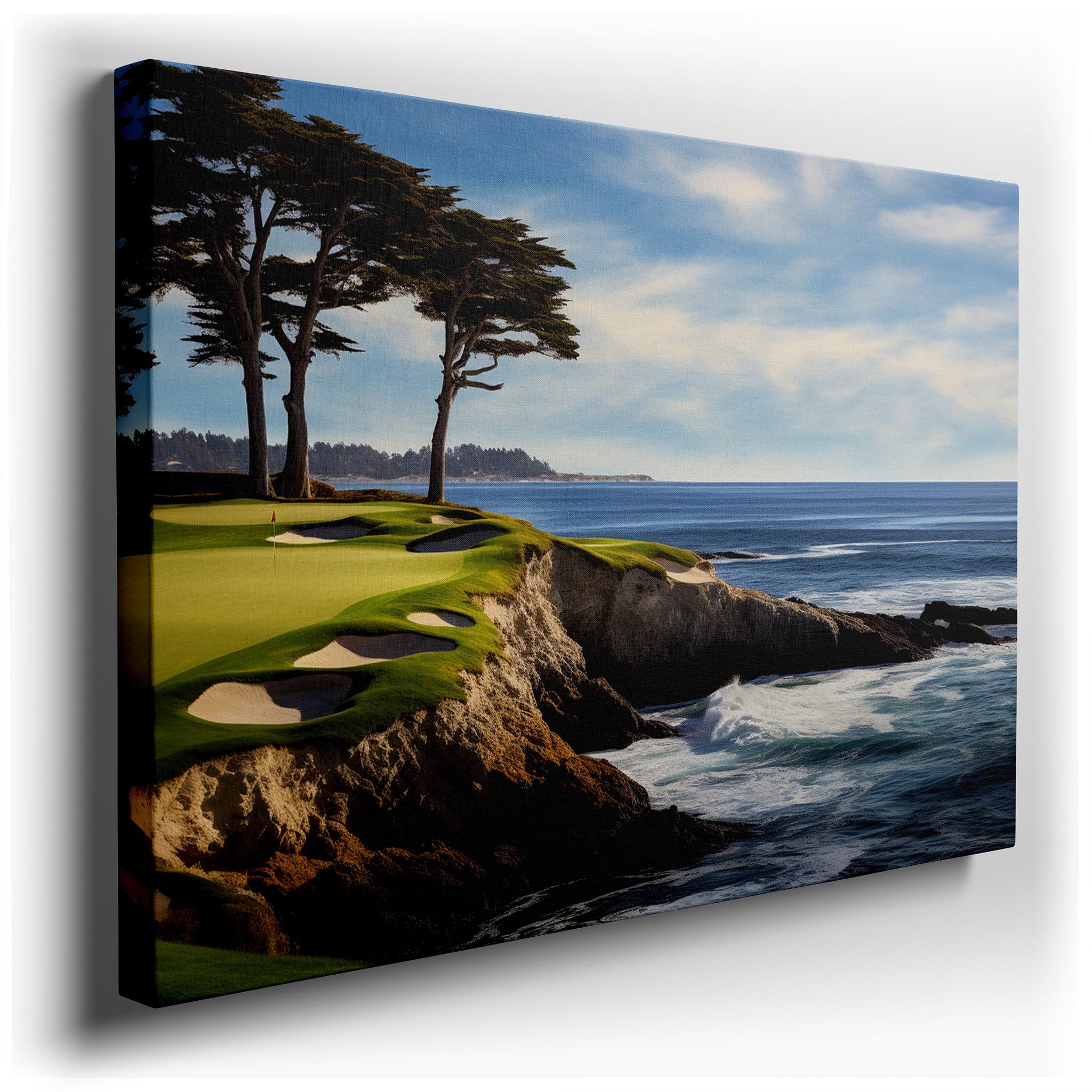 Coastal Golf Course Wall Art: Elegant Cliffs and Sparkling Seas - Large Canvas for Home and Office Decor, Perfect for