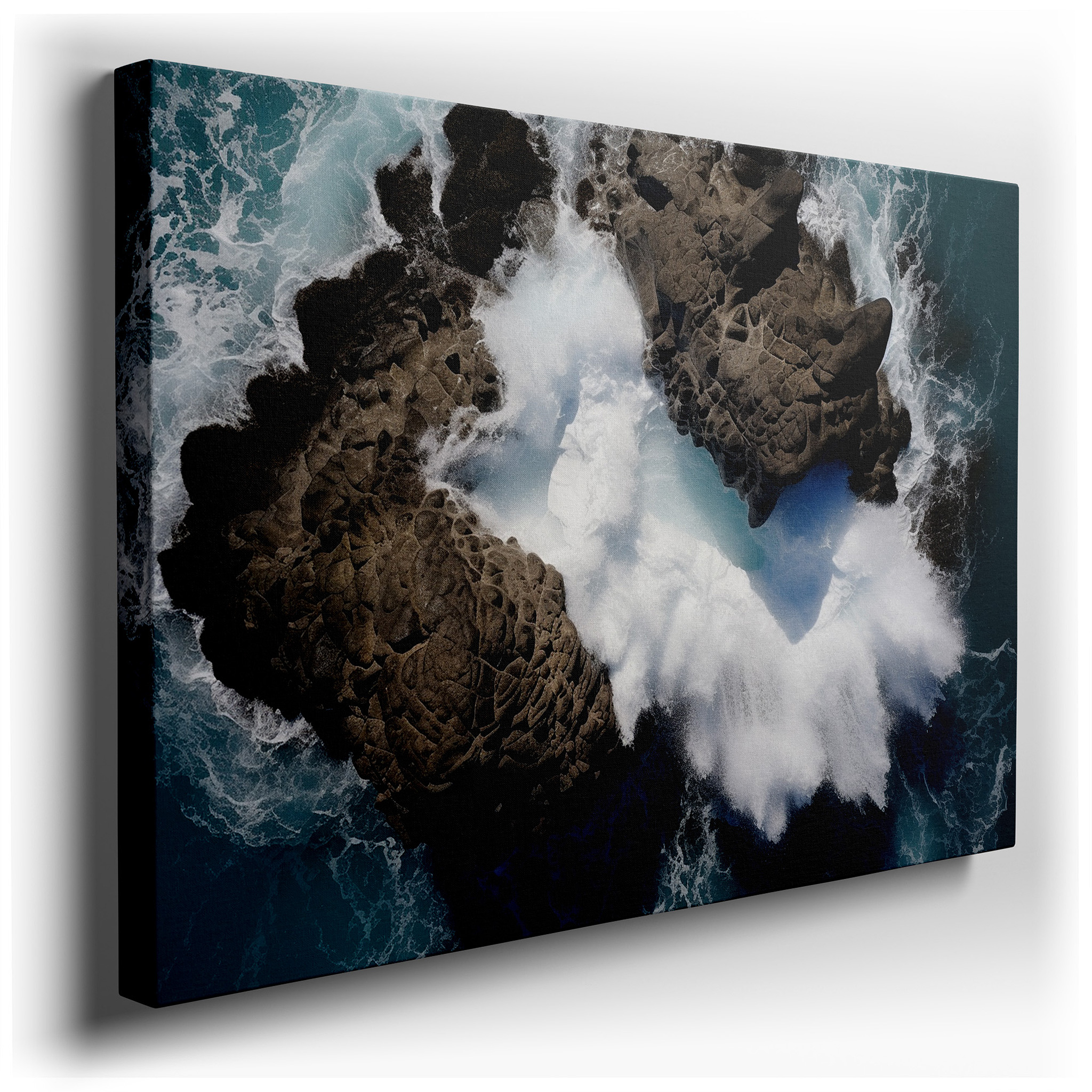 Coastal Majesty: Dramatic Encounter of Jagged Cliffs and Untamed Sea Waves - Large Wall Art, Canvas Wall Art, Wall