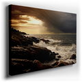 Coastal Sunset and Approaching Storm - Dynamic Colors Canvas Wall Art