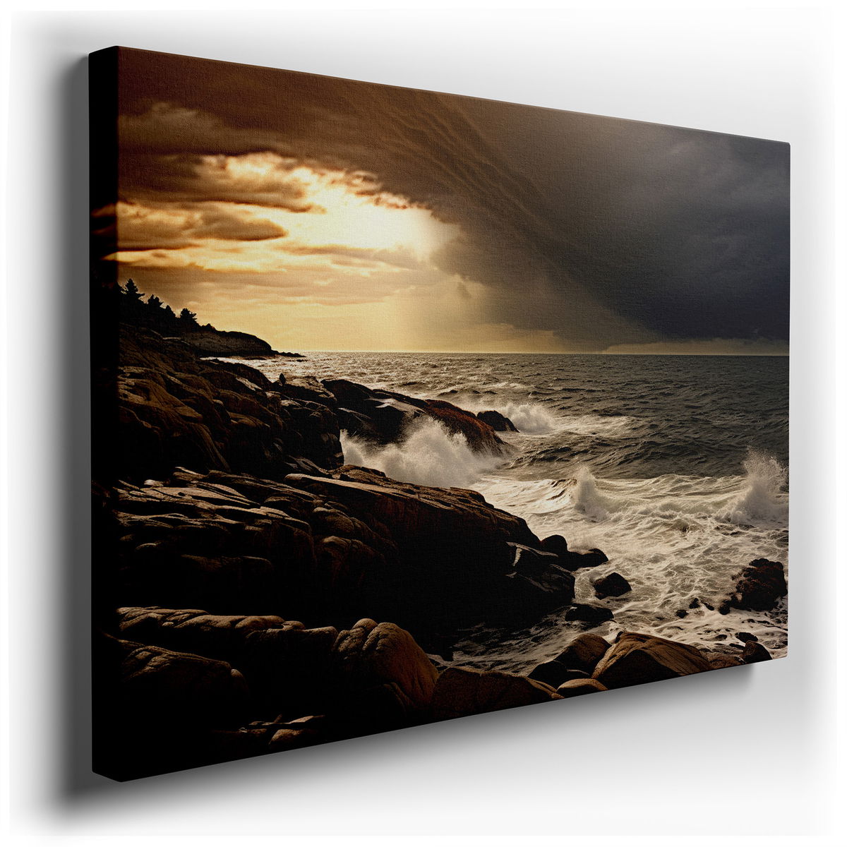 Coastal Sunset and Approaching Storm - Dynamic Colors Canvas Wall Art