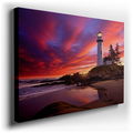 Coastal Sunset Majesty - Lighthouse Canvas Art