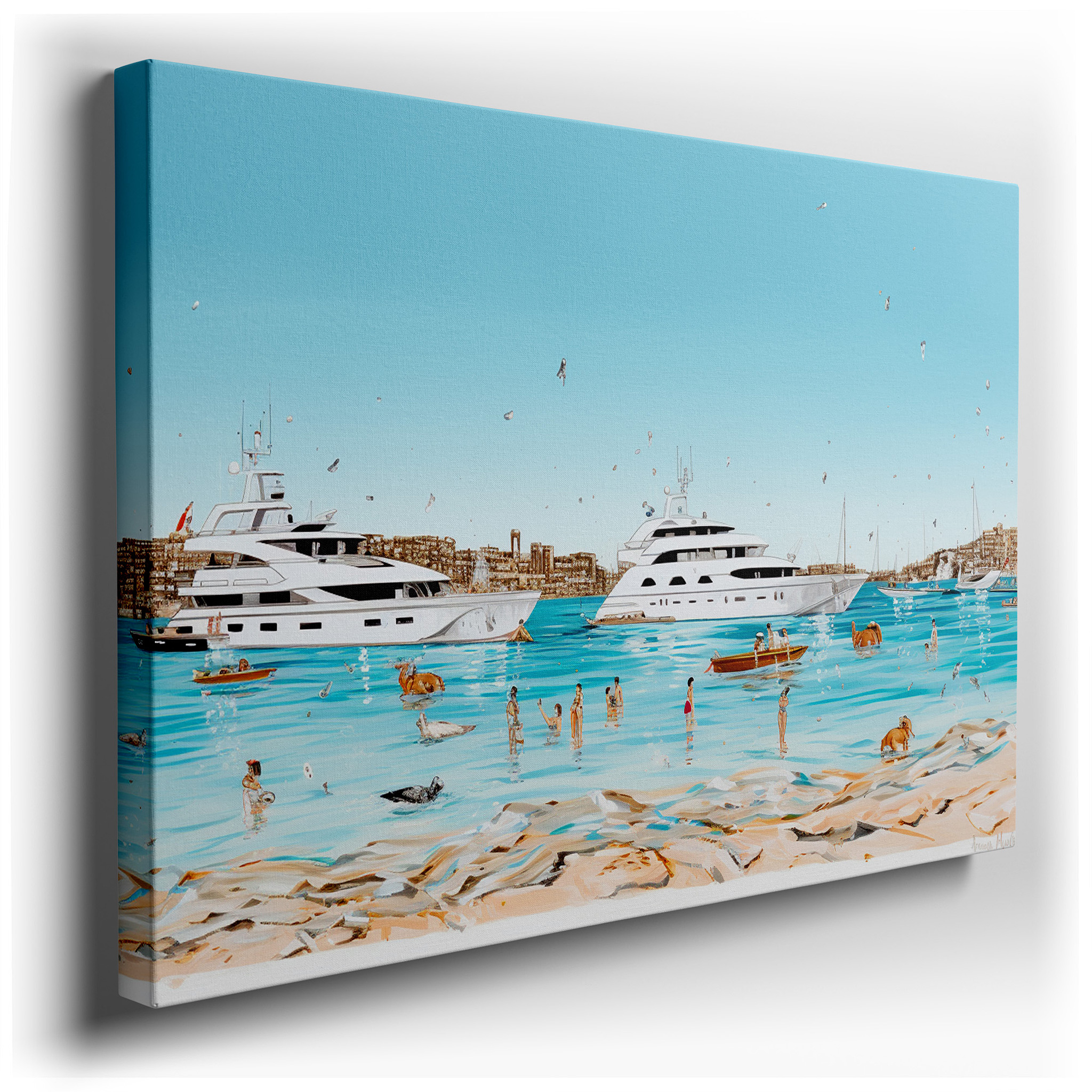 Coastal Vibrance: Celebrating Summer Joy and Seaside Leisure - Large Wall Art for Bedrooms and Offices wrapped canvas -