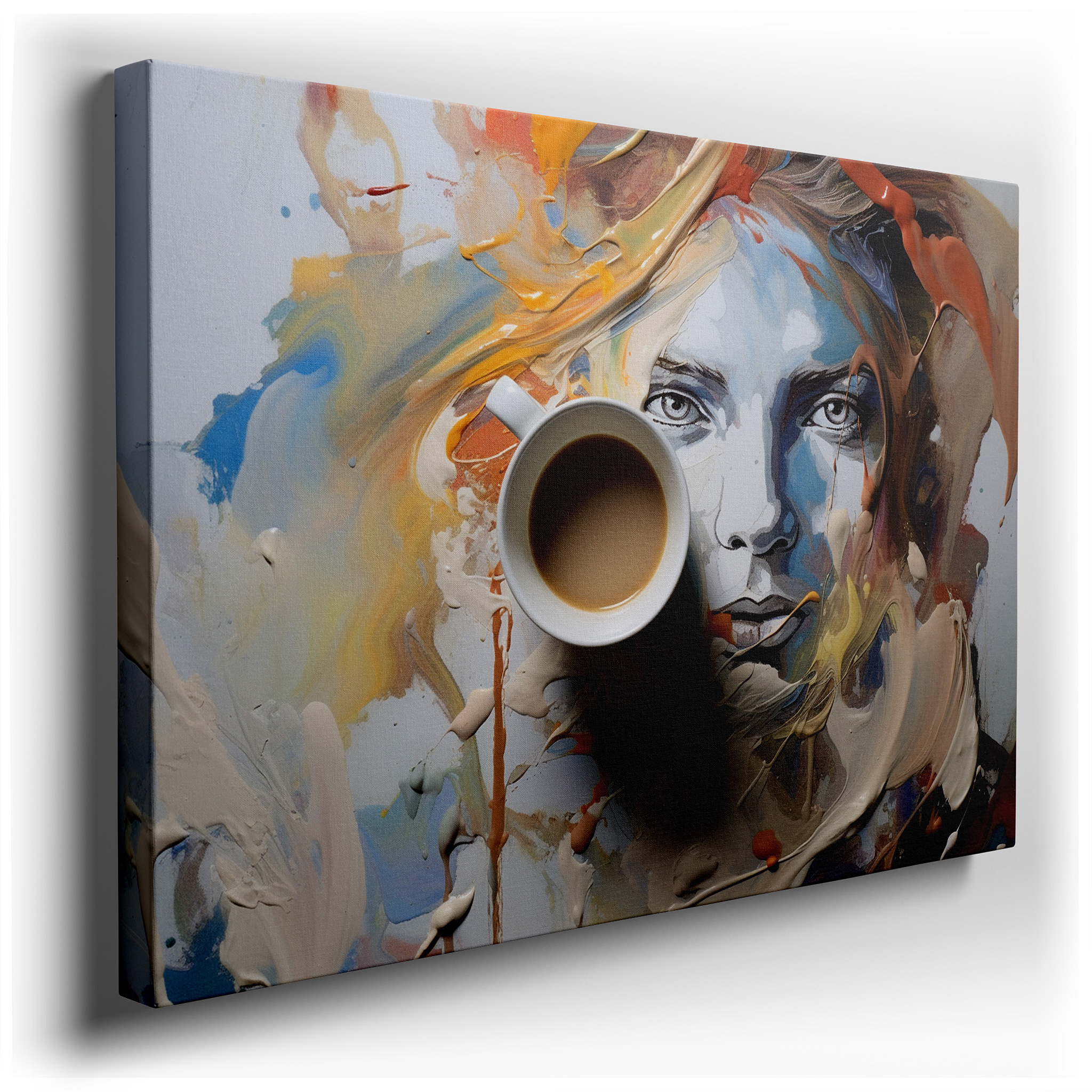 Coffee Break on an Artist's Palette: Blending Everyday Comfort with Creative Flair - Large Wall Art, Canvas Wall Art,