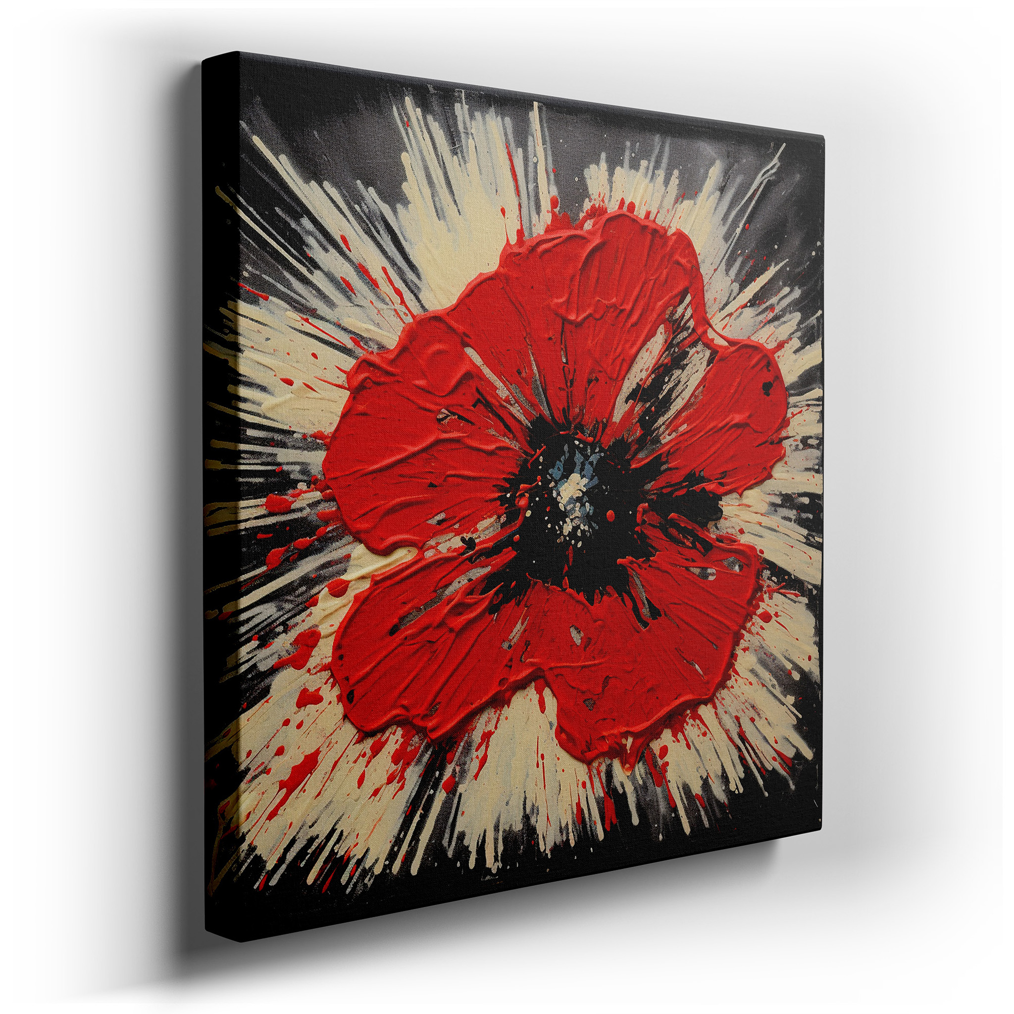 Colorful Abstract Poppy Explosion, Large Canvas Wall Art, Vibrant Office and Bedroom Decor wrapped canvas - main