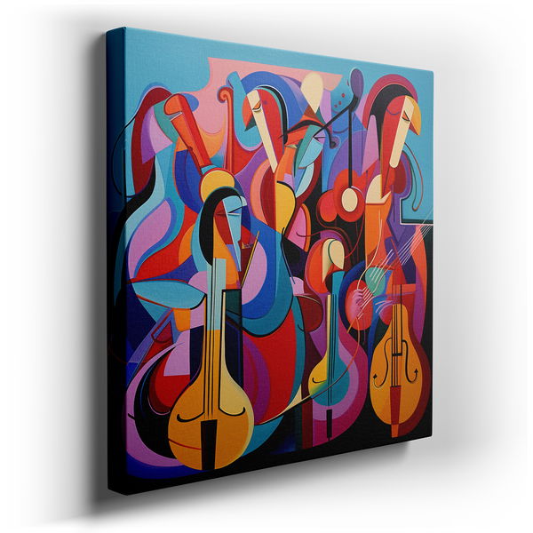 Colorful Abstract Symphony of Musicians - Large Canvas Art