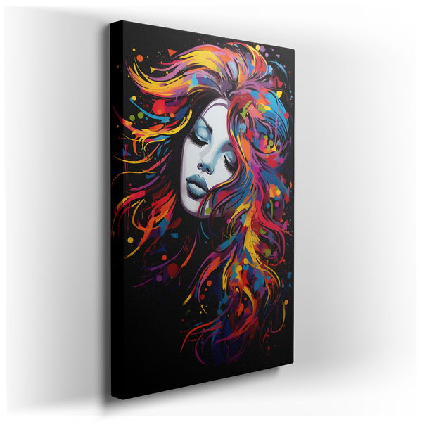 Colorful Abstract Woman Portrait - Large Canvas Art