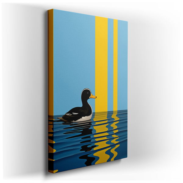 Colorful Whimsical Duck Illustration - Bold Patterns Canvas Wall Art