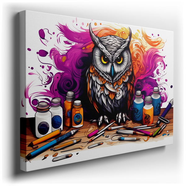 Colorful Owl - Abstract Canvas Wall Art