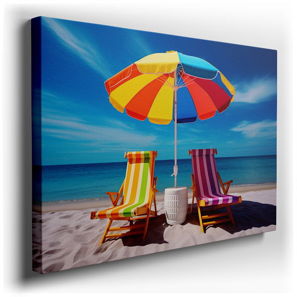 Colorful Summer Beach Scene - Coastal Wall Art