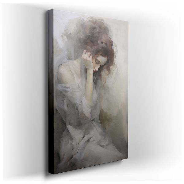 Contemplative Woman in Solitude Canvas Art for Modern Spaces