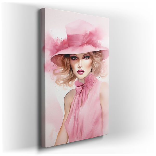 Contemporary Feminine Elegance in Pink - Canvas Wall Art