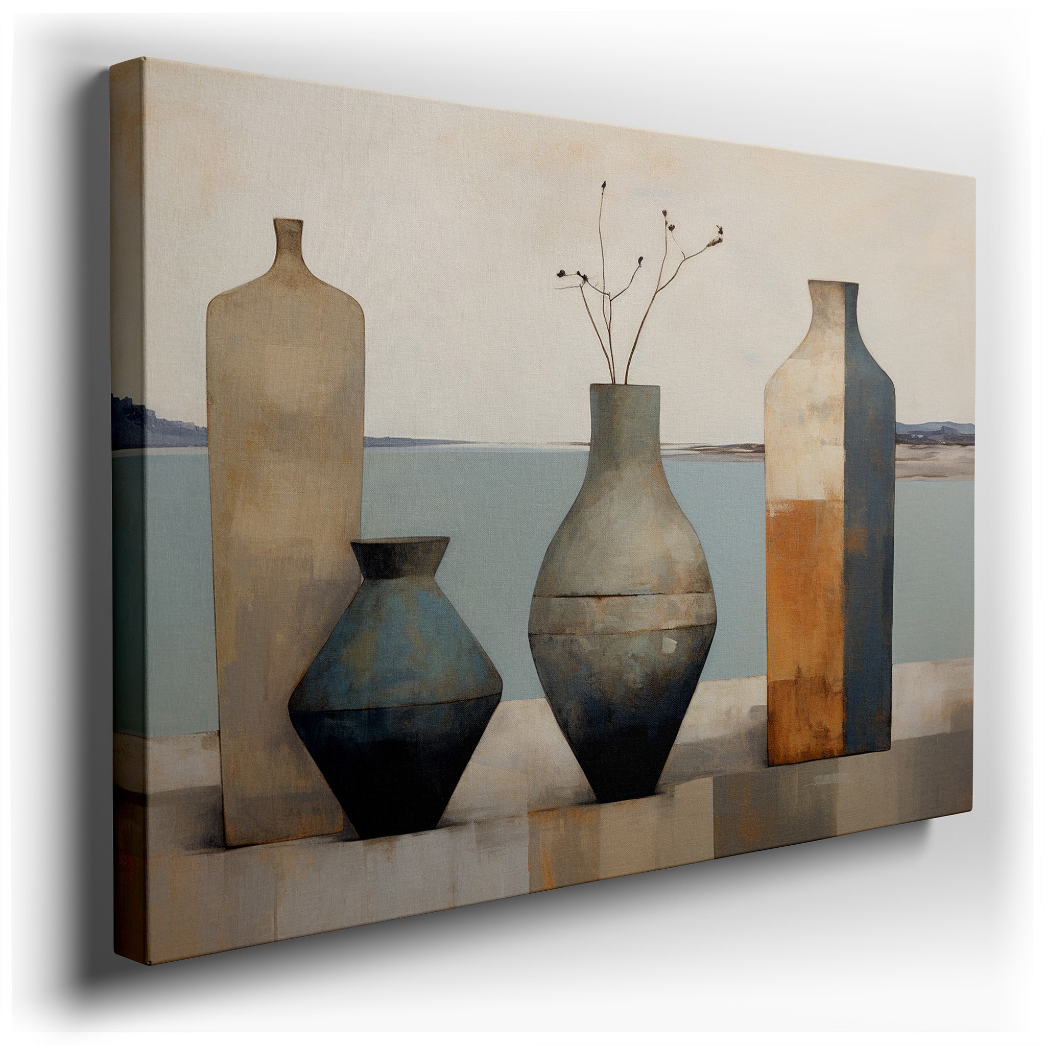 Contemporary Still Life Vases by Tranquil Waters Large Canvas Wall Art for Office, Bedroom, and Living Room Decor
