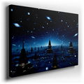 Cosmic Cityscape - Abstract Blue Canvas Wall Art