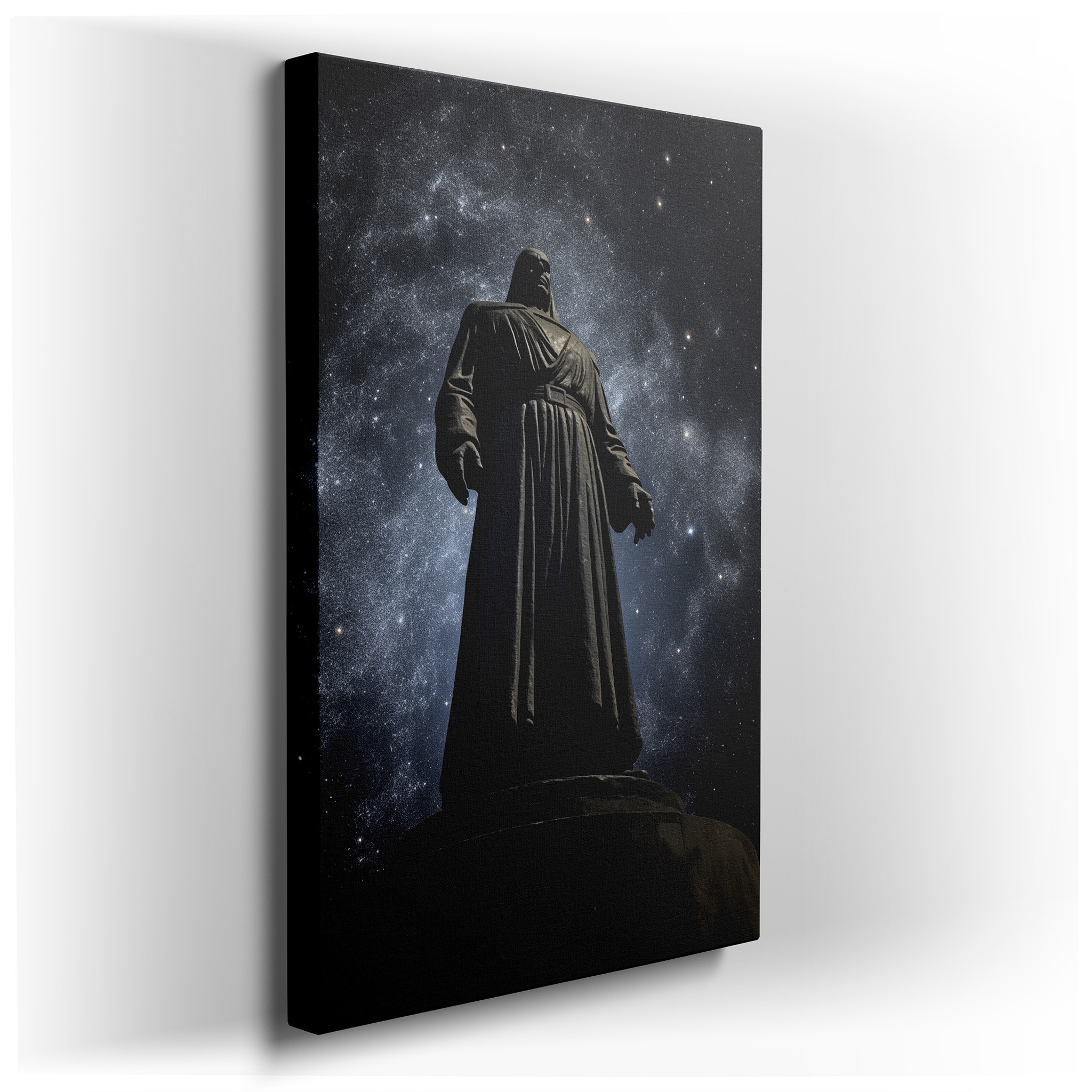 Cosmic Majesty: Heroic Figure in Starry Depths - Large Canvas Wall Art for Office, Bedroom, and Living Room Decor