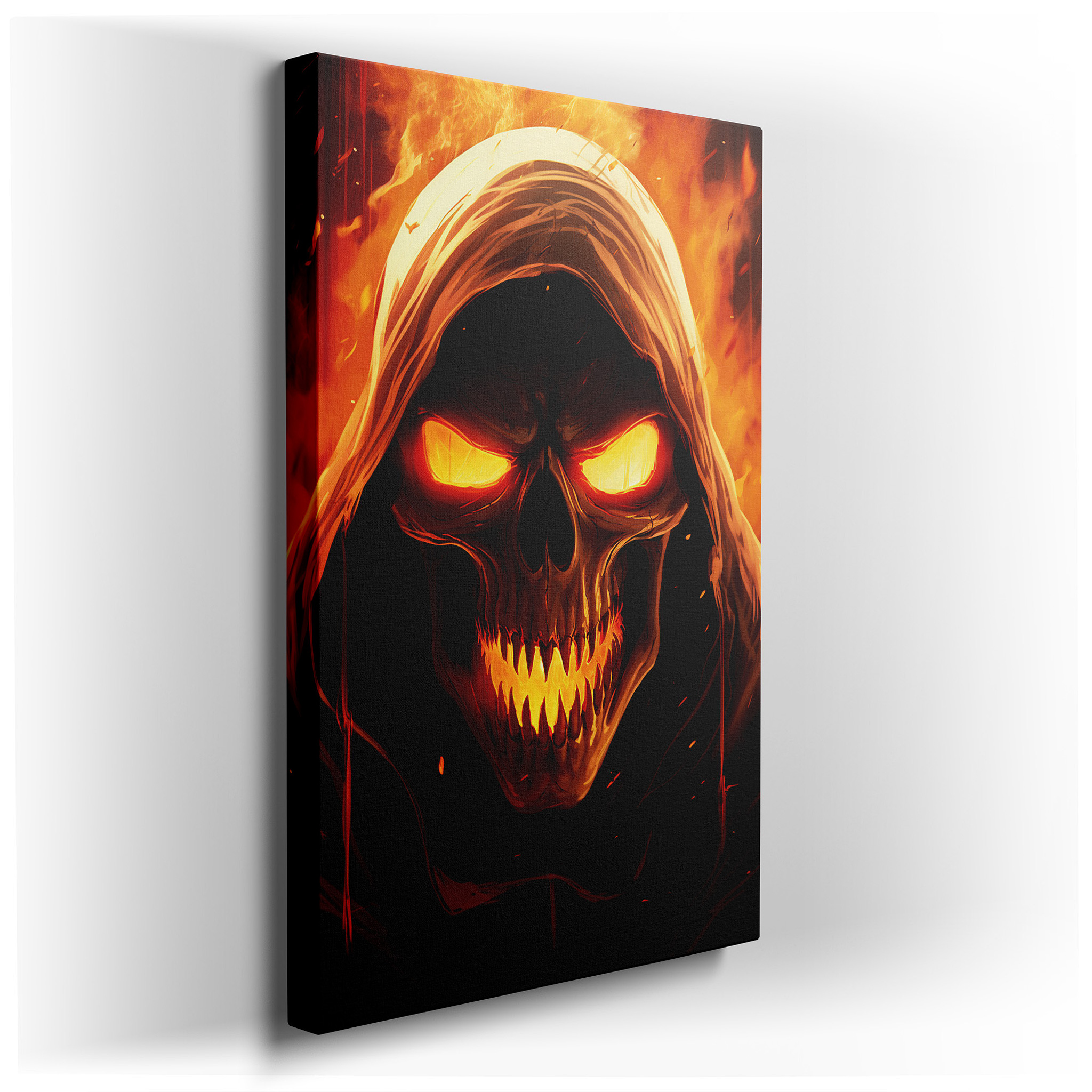 Dance of Death and Passion in Flames Wall Art, Large Canvas Decor for Office, Bedroom, and Living Room wrapped canvas -