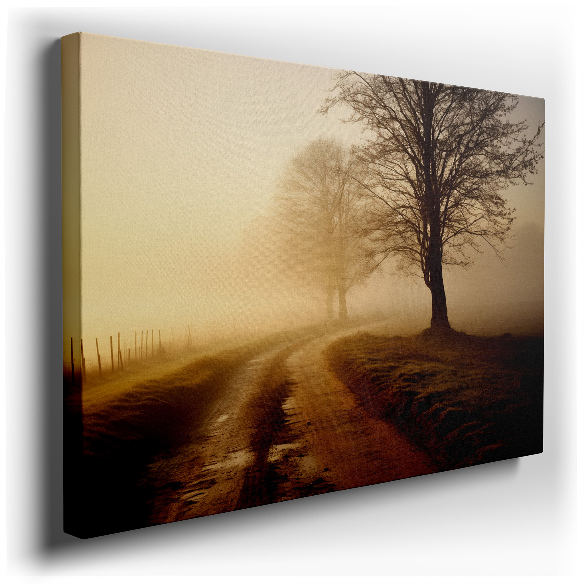 Dawn's Gentle Embrace: Tranquil Misty Terrain - Large Canvas Wall Art for Office and Bedroom Decor wrapped canvas -