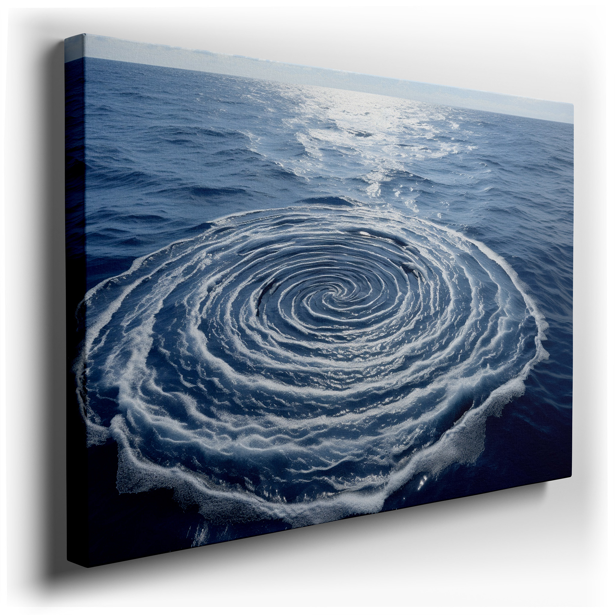 Deep Blue Ocean Swirl, Tranquil Nature's Rhythm Large Wall Art, Canvas Wall Art, Wall Decor for Office wrapped canvas -