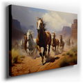 Desert Galloping Horses - Dynamic Colors Canvas Wall Art