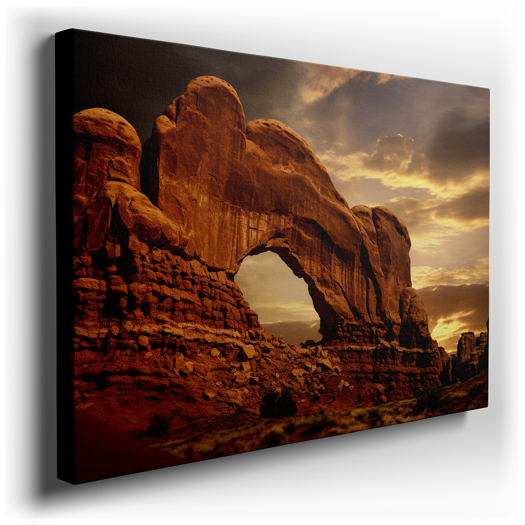Desert Rock Archway at Dusk Large Canvas Wall Art for Office, Bedroom, and Living Room Decor wrapped canvas - main