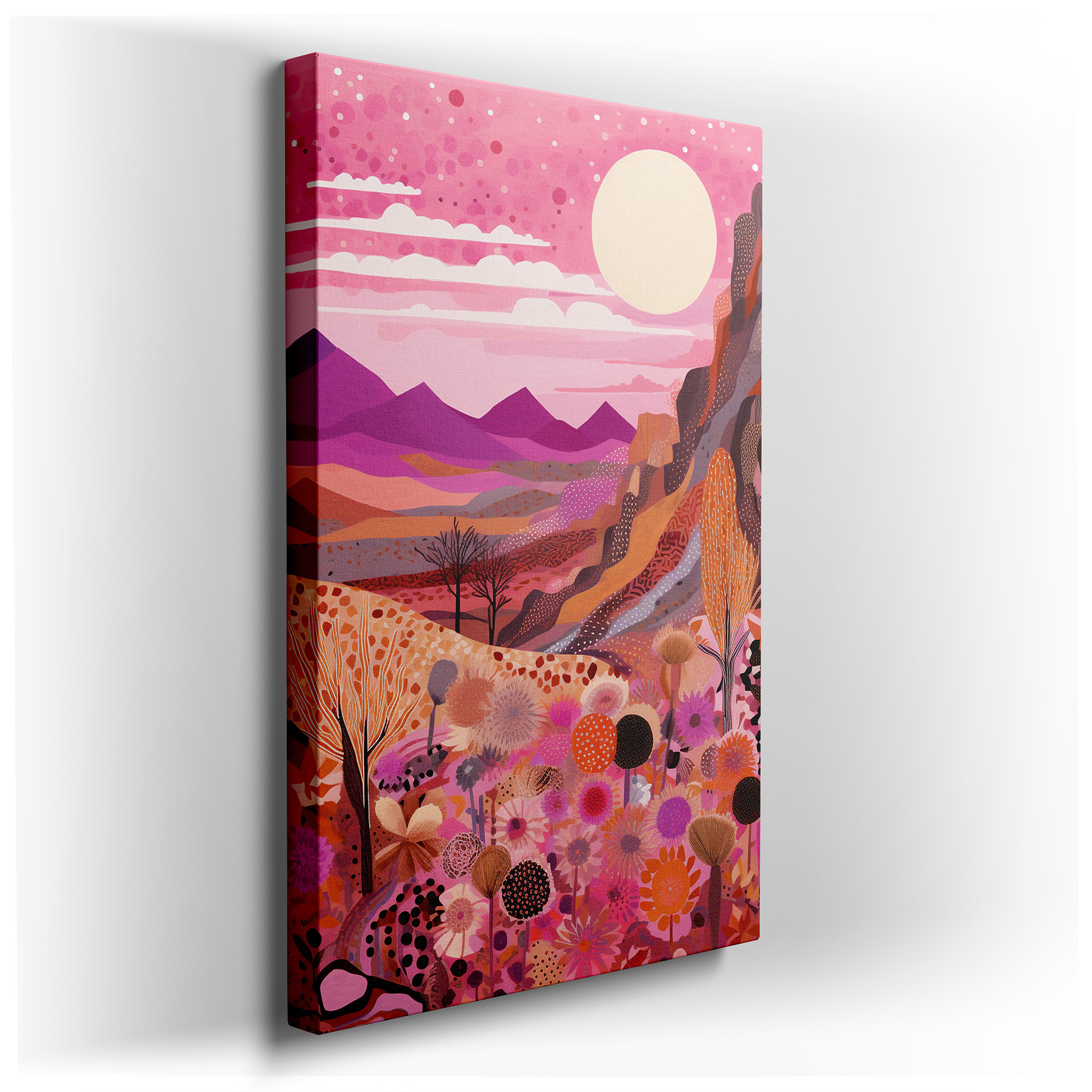 Desert Sunset: A Vibrant Fusion of Realism and Fantasy - Large Canvas Wall Art for Office and Bedroom Decor wrapped