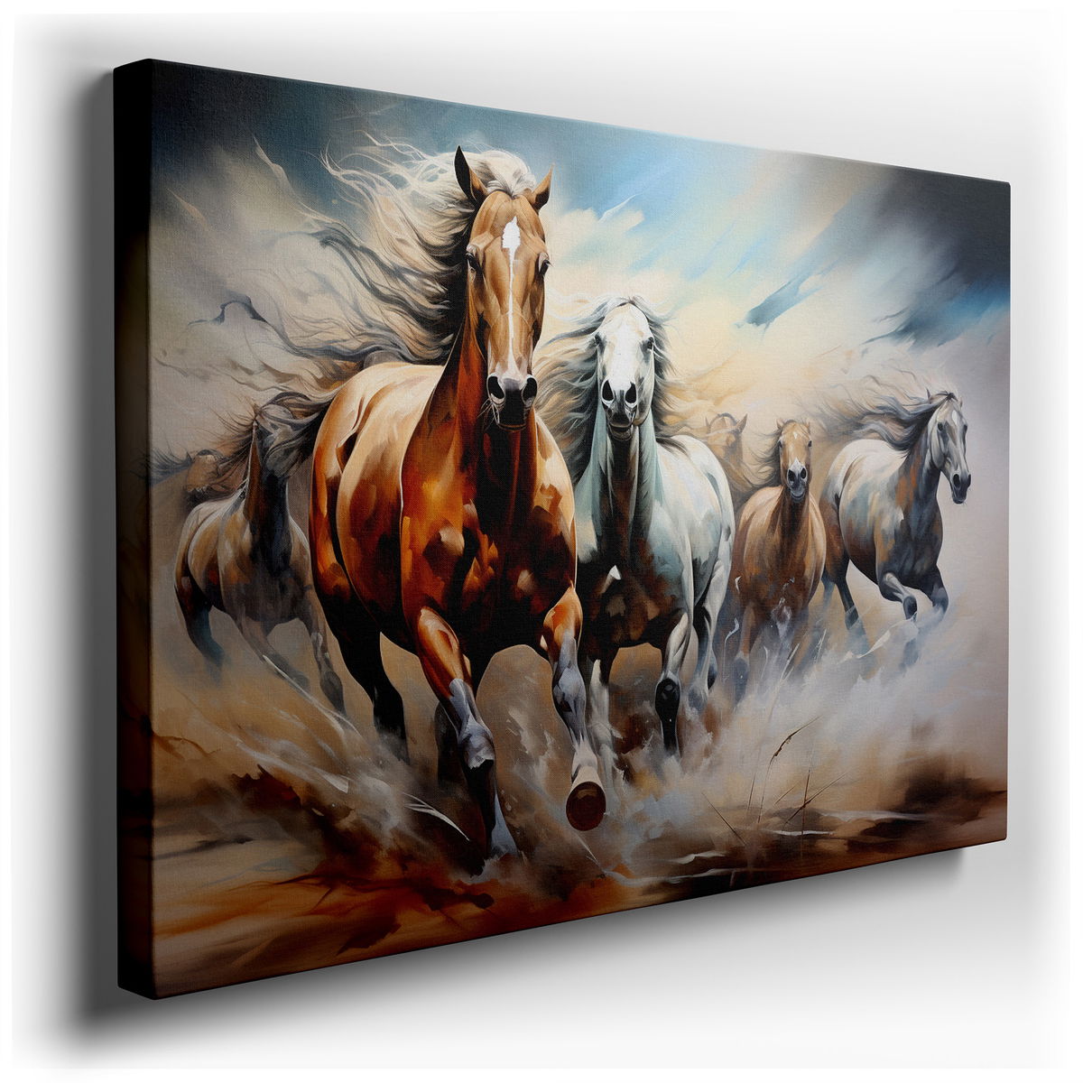 Desert Sunset with Galloping Horses - Large Canvas Art