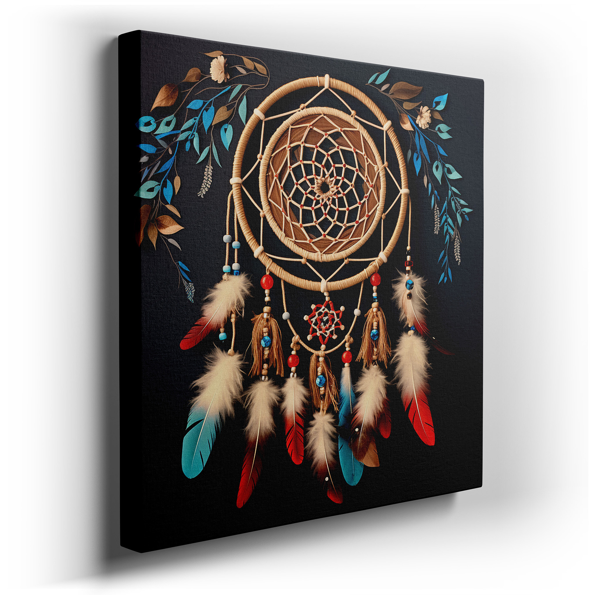 Dreamcatcher Wall Art for Bedroom: A Masterpiece of Protection and Vibrant Tradition. Large Canvas Wall Decor for