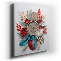 Dreamcatcher with Blooming Flowers and Feathers - Large Canvas Wall Art