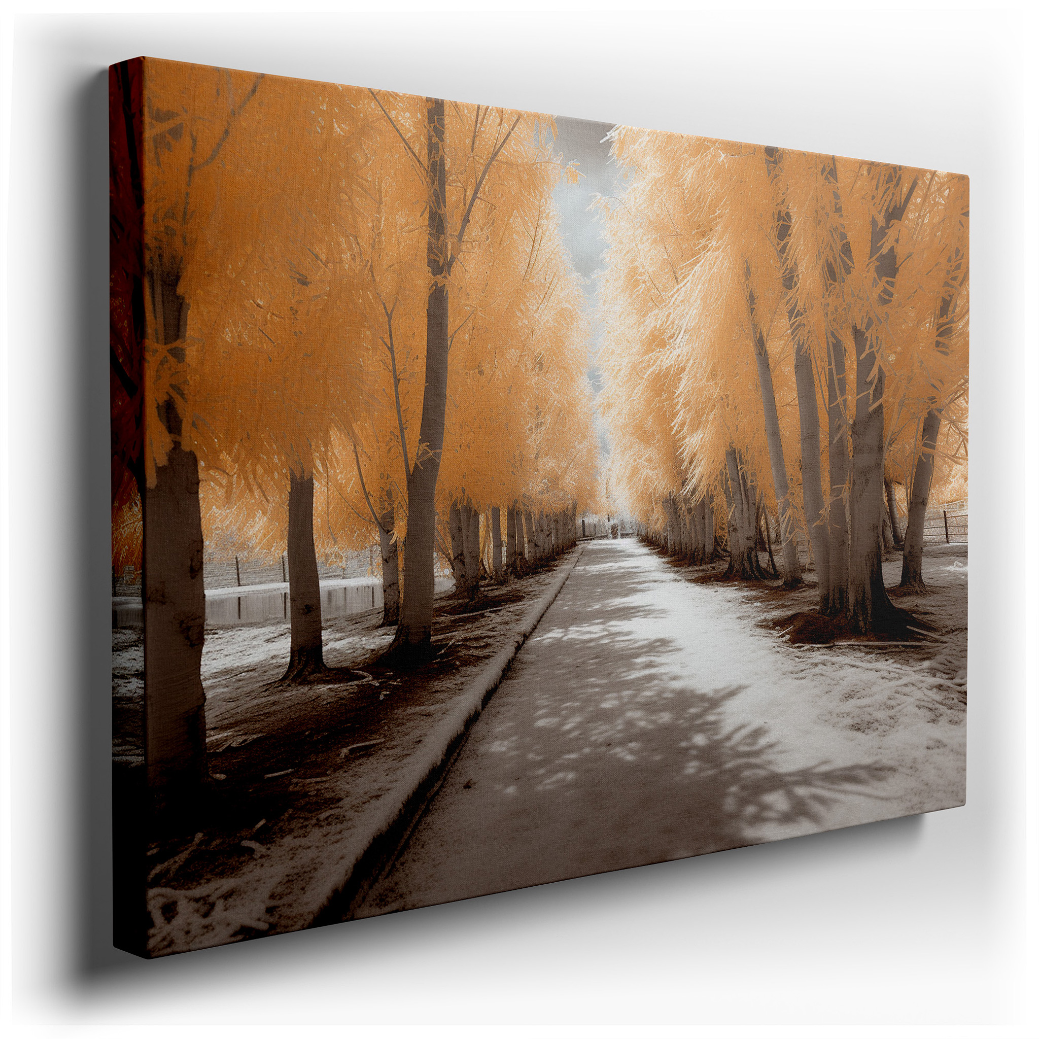Dreamlike Pathway Under Majestic Trees at Sunset Large Wall Art, Canvas Wall Art, Wall Decor for Office and Bedroom
