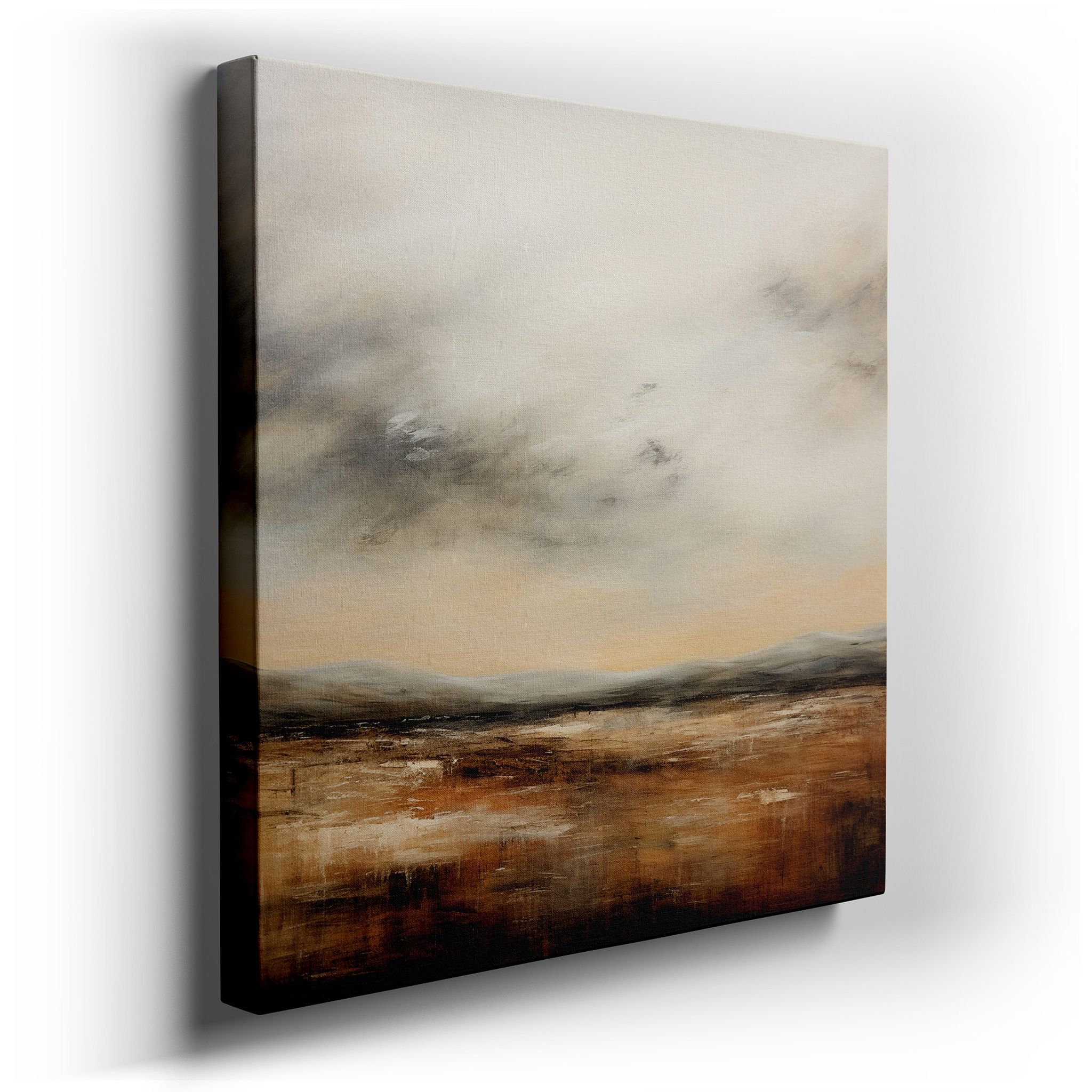 Dreamlike Serene Landscape in Soft Earthy Tones: Large Canvas Wall Art for Peace and Reflection, Perfect for Office