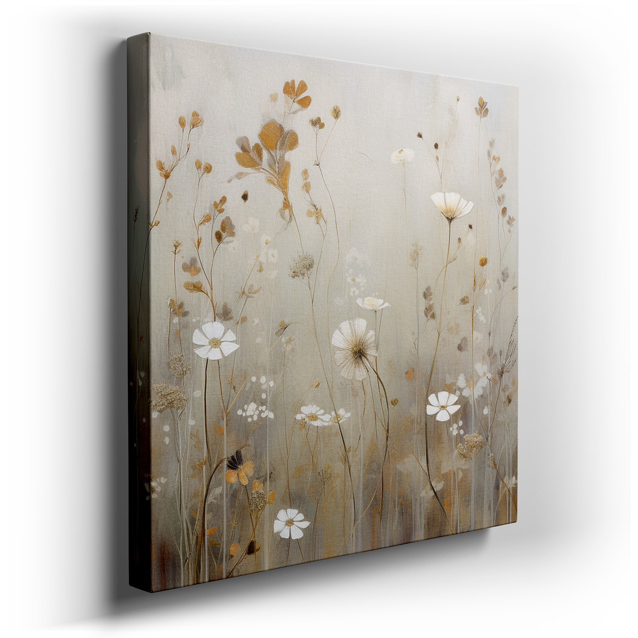 Dreamlike Wildflowers: A Tranquil Canvas of Nature's Fleeting Beauty - Large Wall Art for Home and Office Decor wrapped