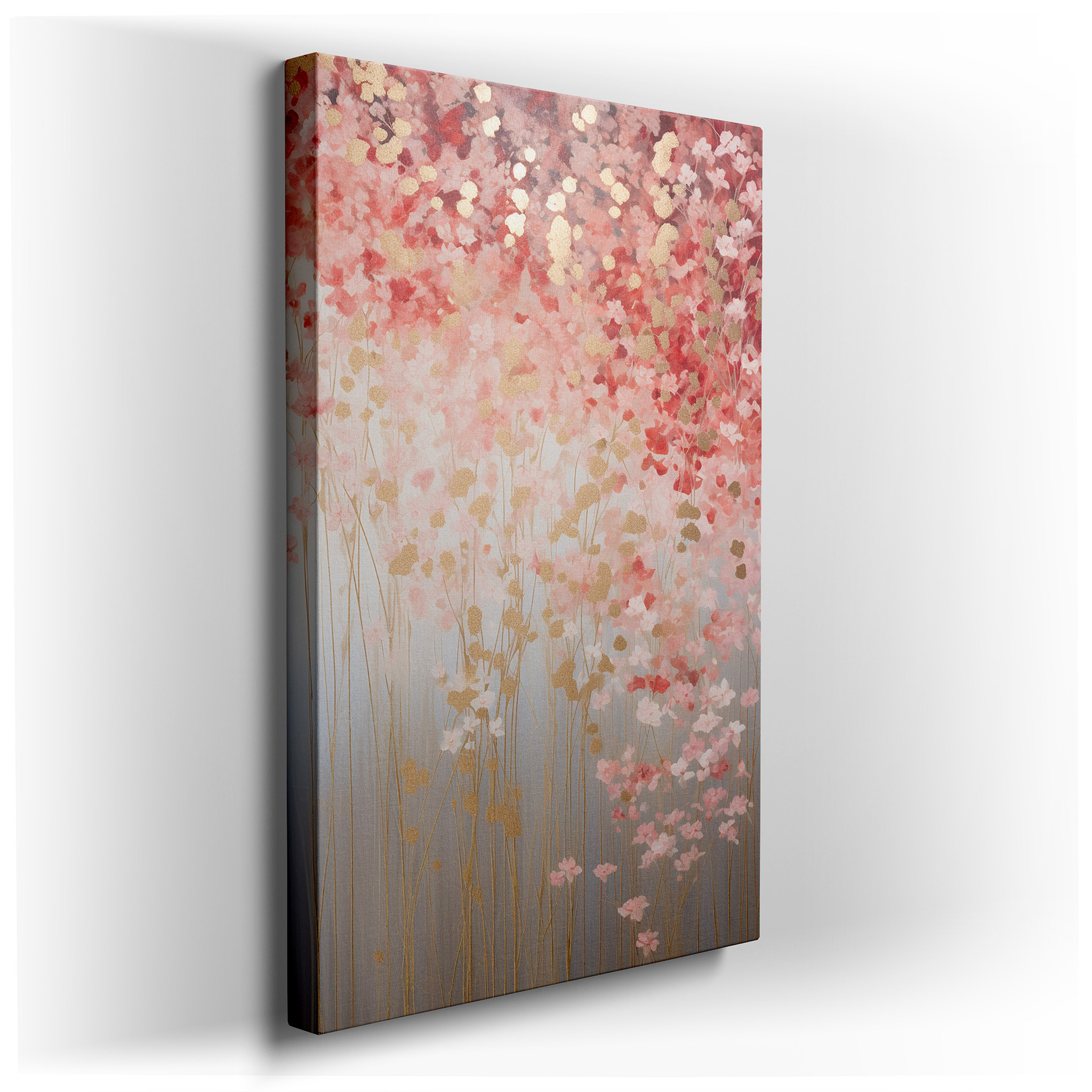 Dreamy Floral Composition with Ethereal Beauty and Tranquility, Featuring Golden Accents - Large Canvas Wall Art for