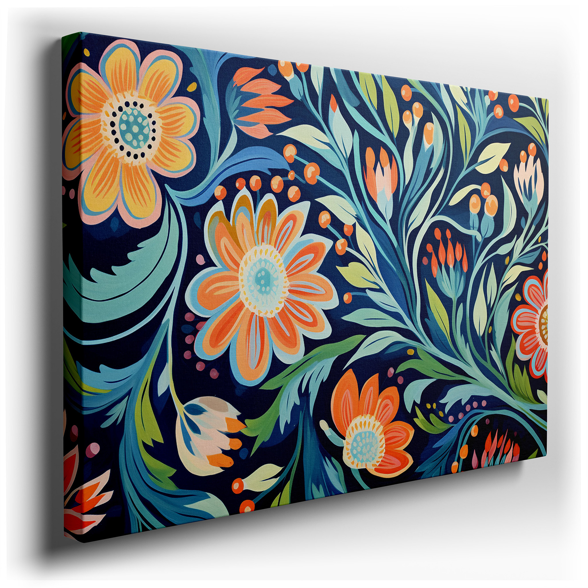 Dusk in Floral Paradise - Serene and Cheerful Garden Escape Wall Art for Any Room, Large Canvas Art, Office Decor