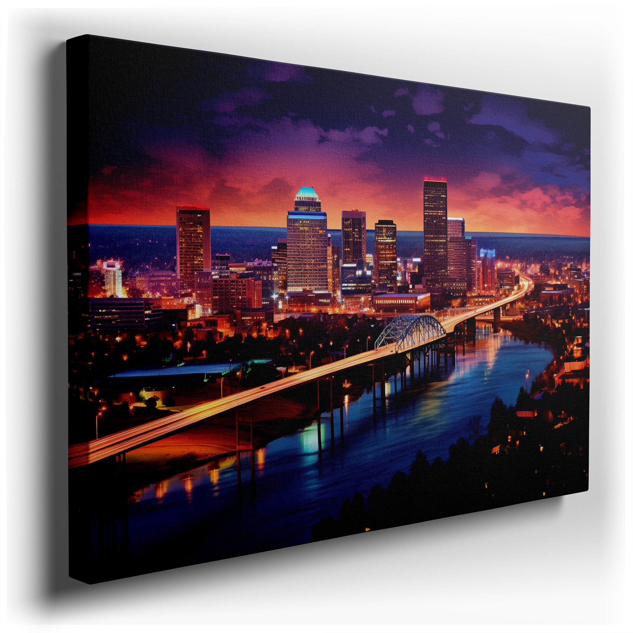 Dusk in the Vibrant City: Illumination, Architecture, and Urban Vitality - Large Canvas Wall Art for Office and Bedroom