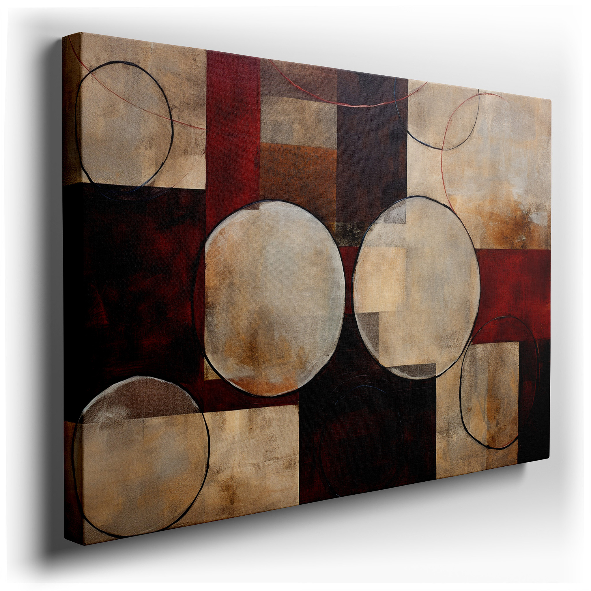 Dynamic Abstract Centerpiece: Geometric Precision and Chromatic Boldness - Large Canvas Wall Art for Office Decor