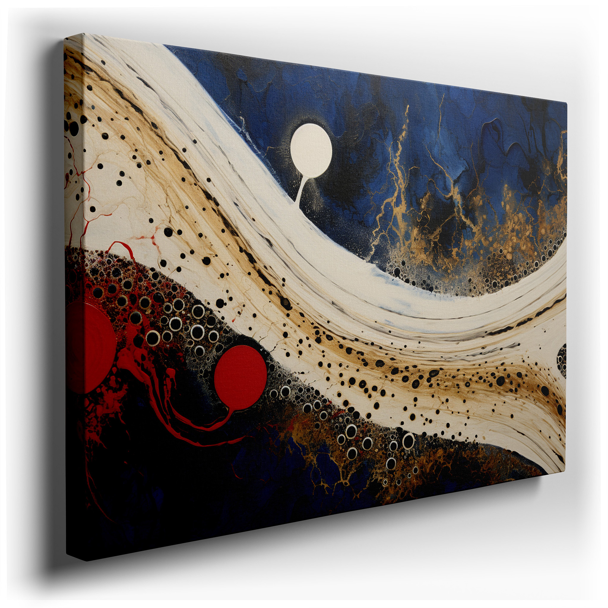 Dynamic Abstract Exploration of the Human Psyche in Red, Black, and Blue: Large Canvas Wall Art for Office and Bedroom