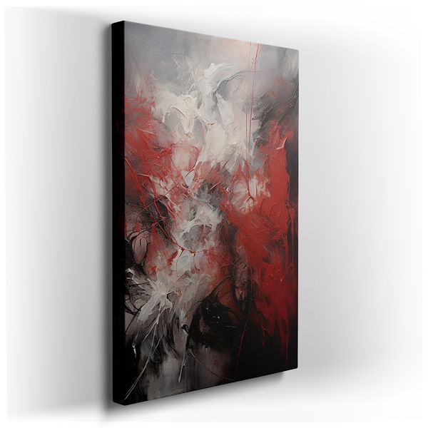 Dynamic Abstract in Red, Black, and White - Large Canvas Art