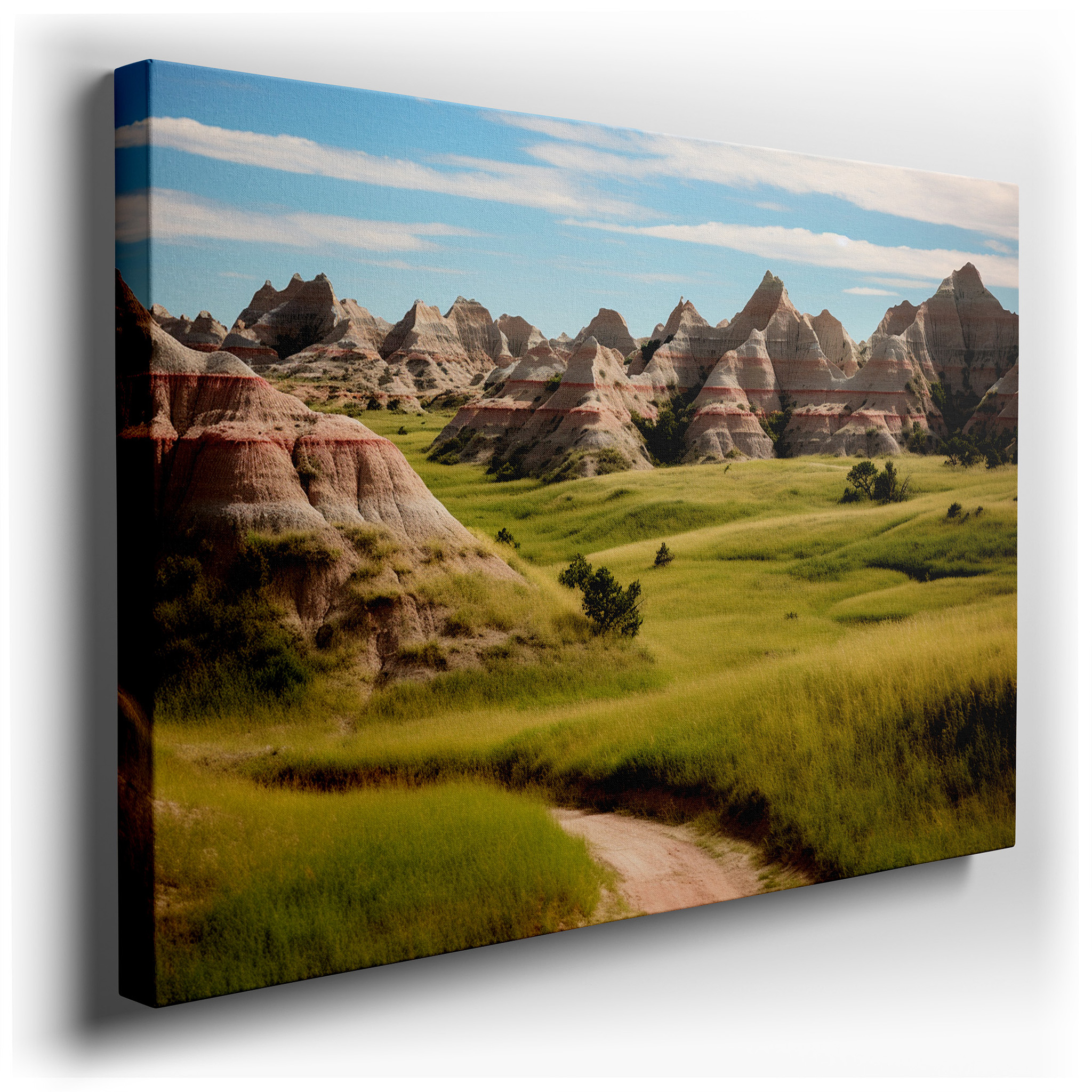 Dynamic Badlands Landscape Wall Art Featuring Rich Earthy Tones and Textures, Ideal for Office, Bedroom, or Living Room