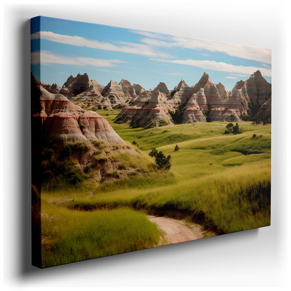 Dynamic Badlands Landscape - Earthy Tones Canvas Wall Art