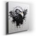 Dynamic Black and Gray Eagle in Flight - Abstract Canvas Wall Art