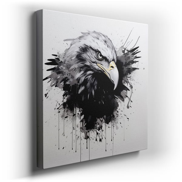 Dynamic Black and Gray Eagle in Flight - Abstract Canvas Wall Art
