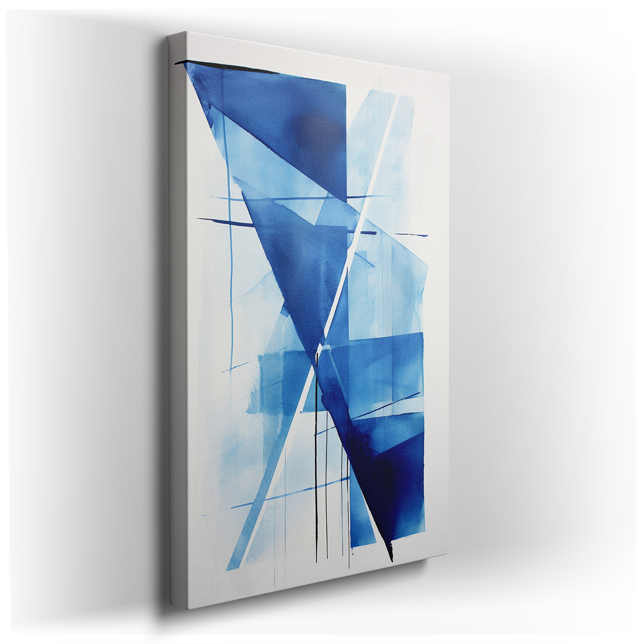 Dynamic Blue Abstract: A Fusion of Shapes and Emotions in Contemporary Aesthetics - Large Wall Art, Canvas Wall Art,