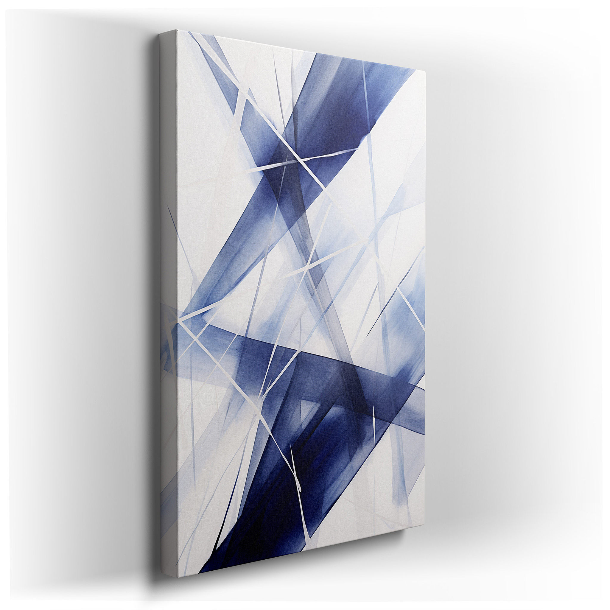 Dynamic Blue and White Symphony: Abstract Energy and Movement Large Wall Art, Canvas Wall Art, Wall Decor for Office