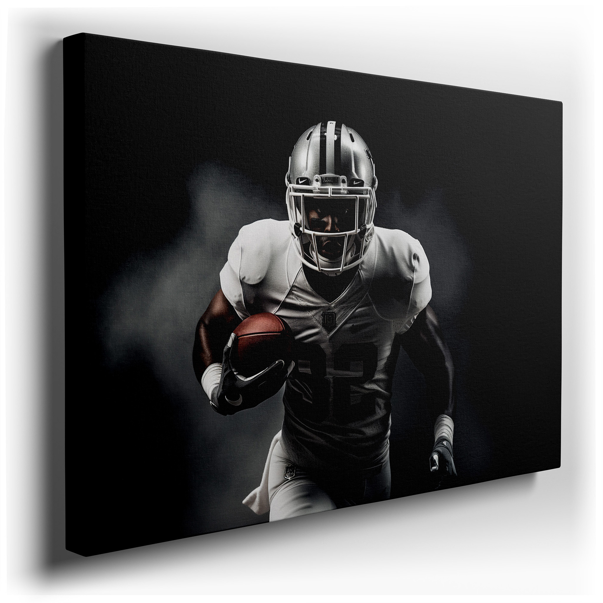 Dynamic Football Player Action Scene, Showcasing Power and Concentration - Large Canvas Wall Art for Office Decor