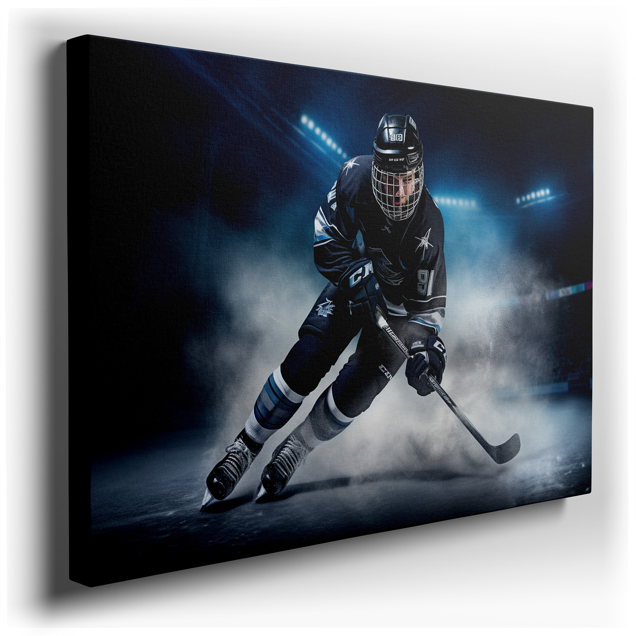 Dynamic Ice Hockey Action Large Canvas Wall Art for Office, Bedroom, and Living Room Decor wrapped canvas - main