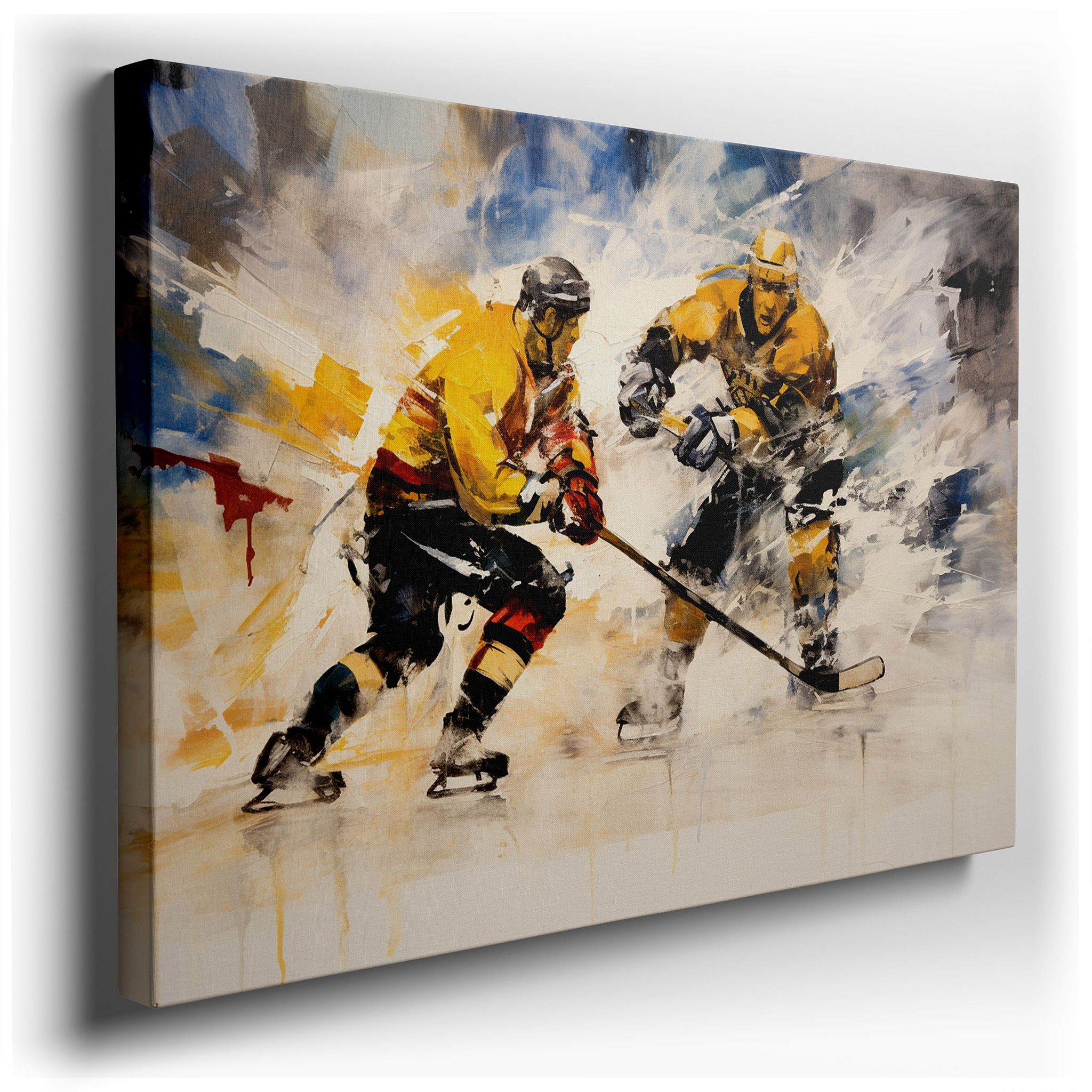 Dynamic Ice Hockey Showdown - Large Wall Art Featuring Speed and Strategy, Canvas Wall Art, Wall Decor for Office and