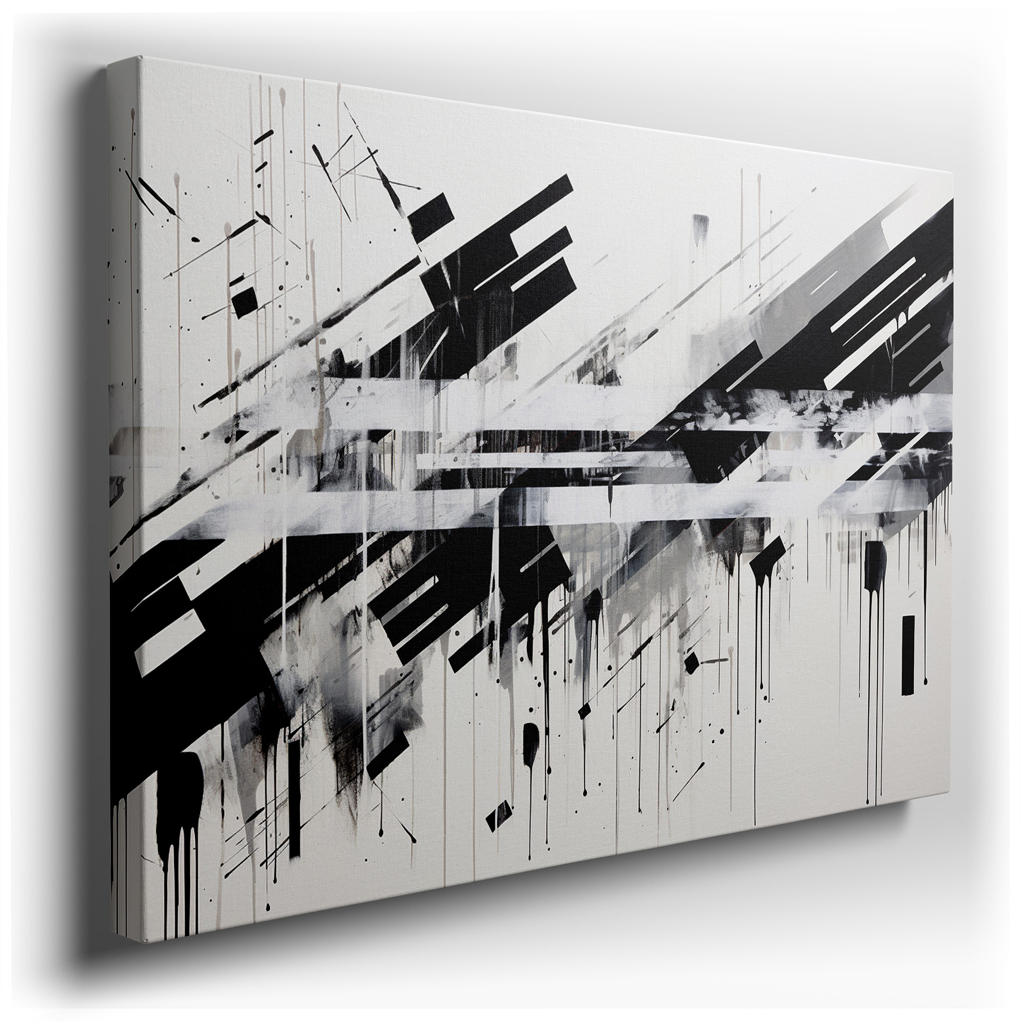 Dynamic Interplay of Black and White in Abstract Expression: Large Wall Art for Offices, Bedrooms, and Living Spaces